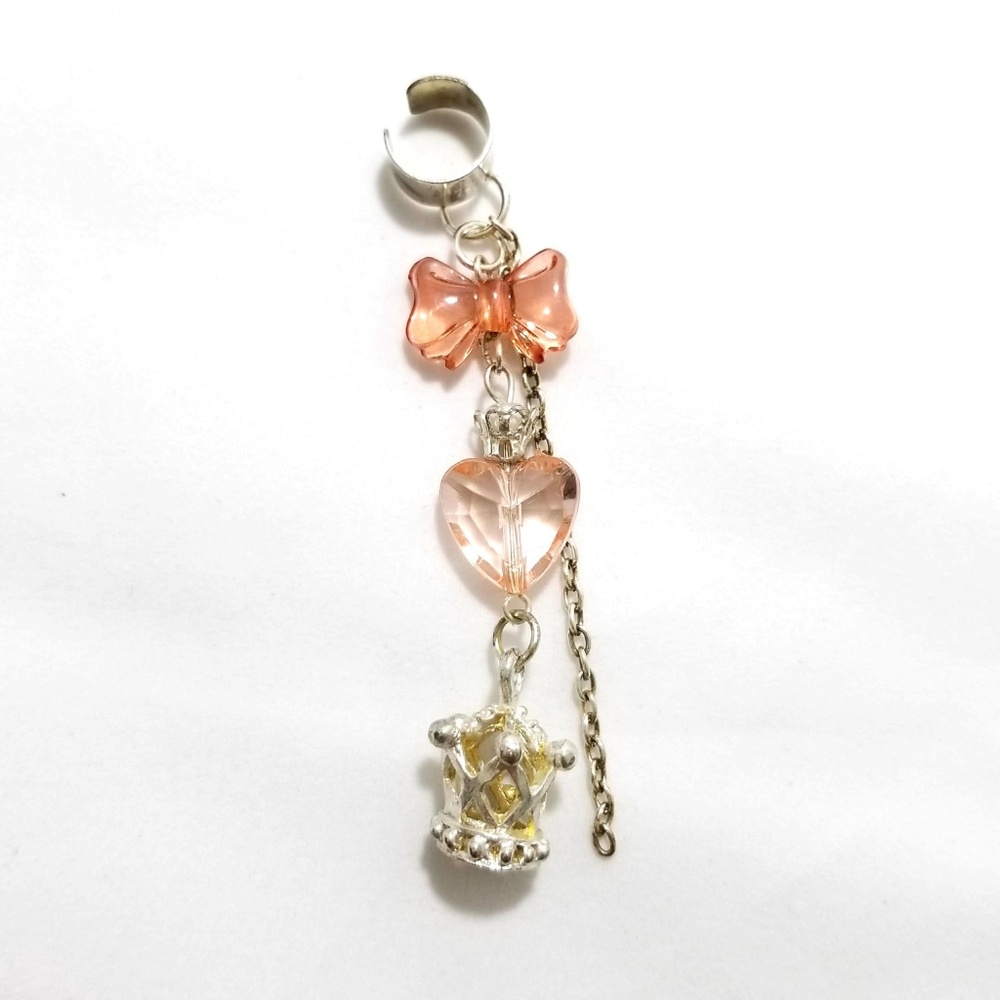 Cute Princess Crown in Pink Ear Cuff Earrings (x1)